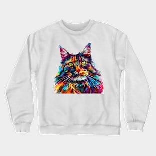 Maine Coon Cat Colorfull Pop Art Design For Cat Onwer Crewneck Sweatshirt